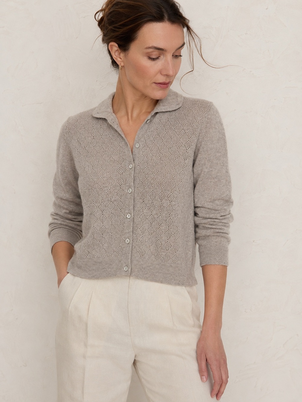 Brora 100% Cashmere Knit Cardigan Sweater